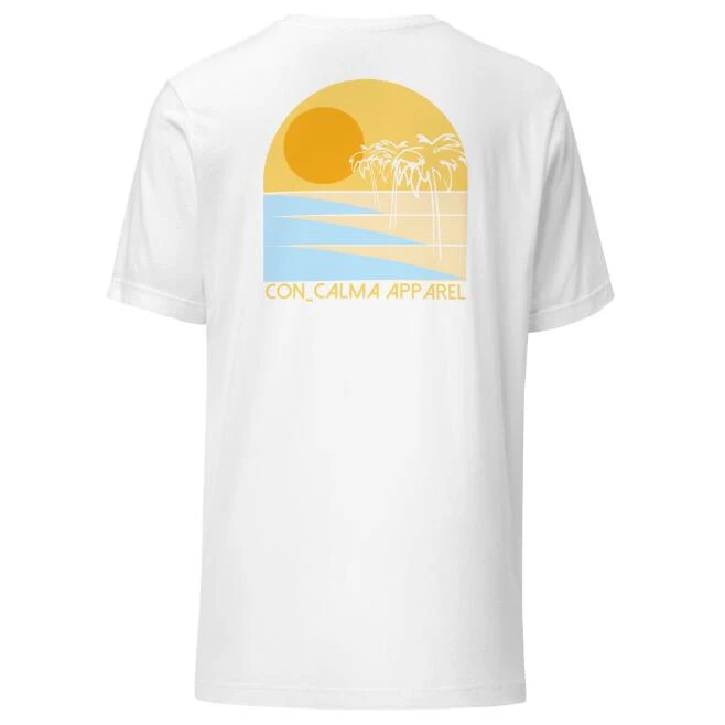 Camiseta Casual Cuello Redondo Estilo Europeo y Americano con Estampado Digital Palm Coast, para Uso Diario y Comodidad.