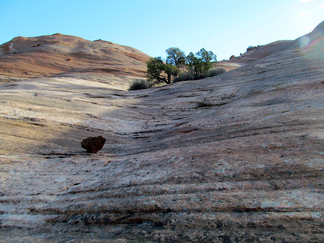 Steep slickrock climb