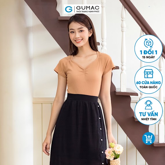 [Bst Mới Ra Mắt Tháng 6] Áo Thun Cổ Tim Thời Trang Gumac Atd06044