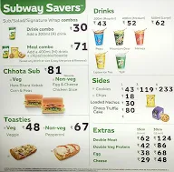 Subway menu 5