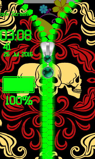 Skulls Zipper Lock Screen