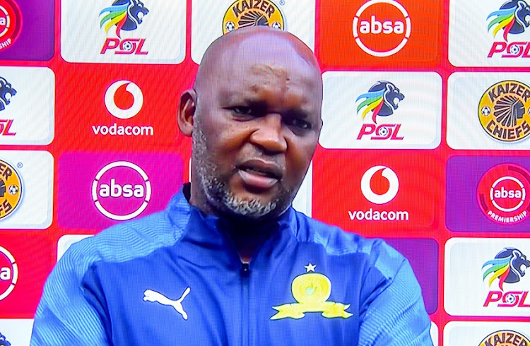 Pitso Mosimane (coach) of Mamelodi Sundowns during the virtual press conferences of the Absa Premiership match between Kaizer Chiefs and Mamelodi Sundowns on August 27, 2020 in Pretoria, South Africa.