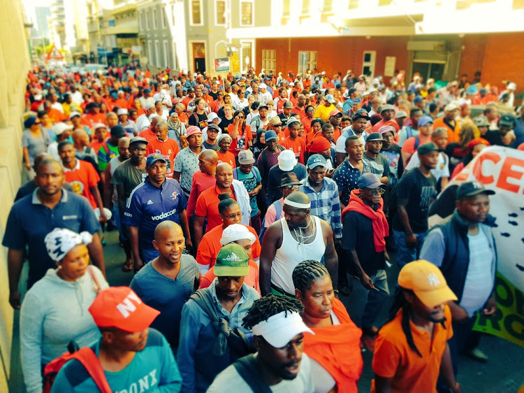 Saftu‚ its affiliates and allies in civil society on the streets in a general strike in protest against the national minimum wage and amendments to the labour law. File picture