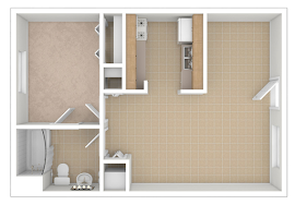 One Bed, One Bath Floorplan Diagram