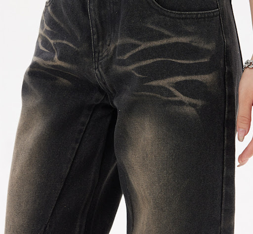 Title 11, Retro Fashion Gradient Straight Jeans Men Comfo...