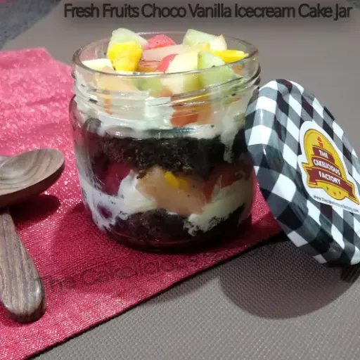 Fresh Fruits Choco Vanilla Ice Cream Cake Jar