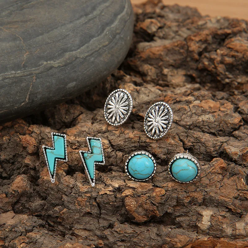 Brincos de Stud Boho de Liga Turquesa