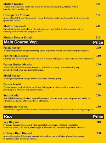 Kebab Chowk menu 