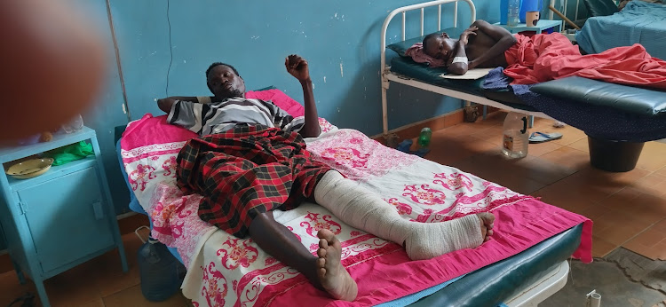 A resident of Turkana East shot by suspected bandits being treated at County referral hospital