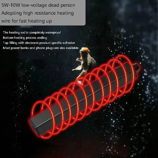 1pcs 5/10W Mini Aquarium Heater USB Charging For Small Fish Tank Energy Saving Over Temperature Protection Accessories