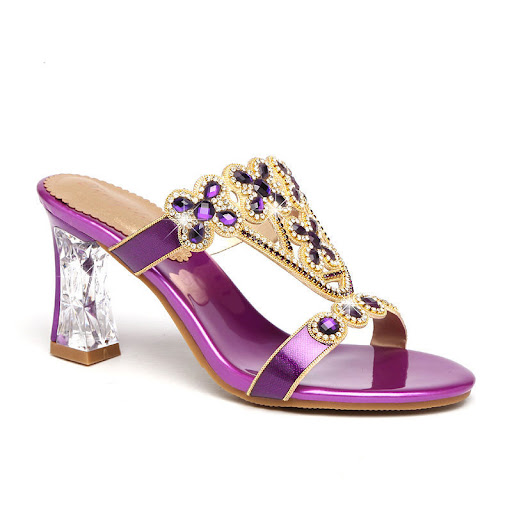 Title 12, High-Heeled Rhinestone Sandals Fashion Block-He...