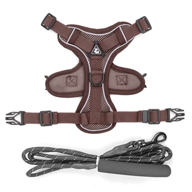 Gilet avec laisse pour chiens, style harnais, chaîne pour animaux, contrôle et sécurité. Promenades confortables et sans à-coups.