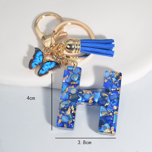 Title 12, New Resin Blue Stone Letter Butterfly Tassel Le...
