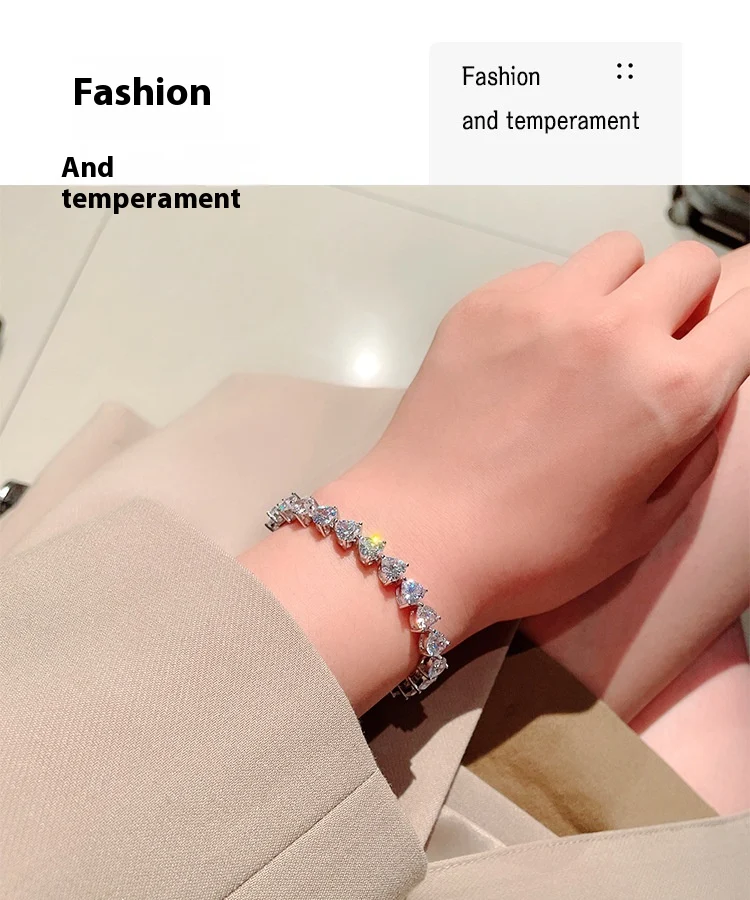 Title 10, Damesarmband S925 zilver, hartvormige zirkonia....