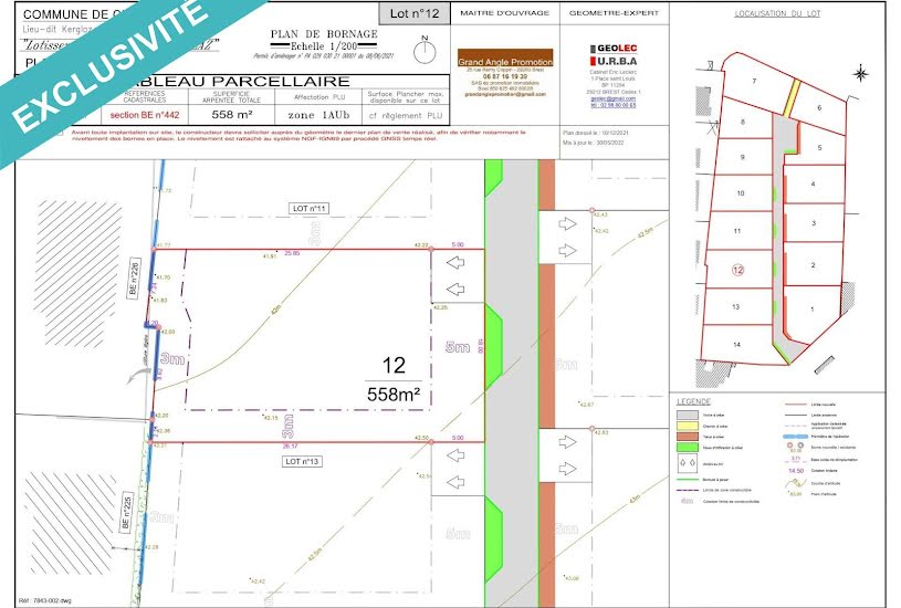  Vente Terrain à bâtir - 558m² à Cléder (29233) 