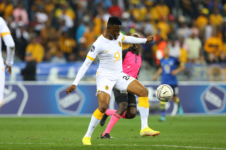 Phathutshedzo Nange of Kaizer Chiefs on the ball during the DStv Premiership match between Cape Town City FC and Kaizer Chiefs at DHL Stadium on August 23, 2022 in Cape Town, South Africa.