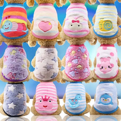 Fleece Dog Clothes Winter Small Dog Vest Cartooon Tiny Teacup Poodle Clothes For Dogs Shirt