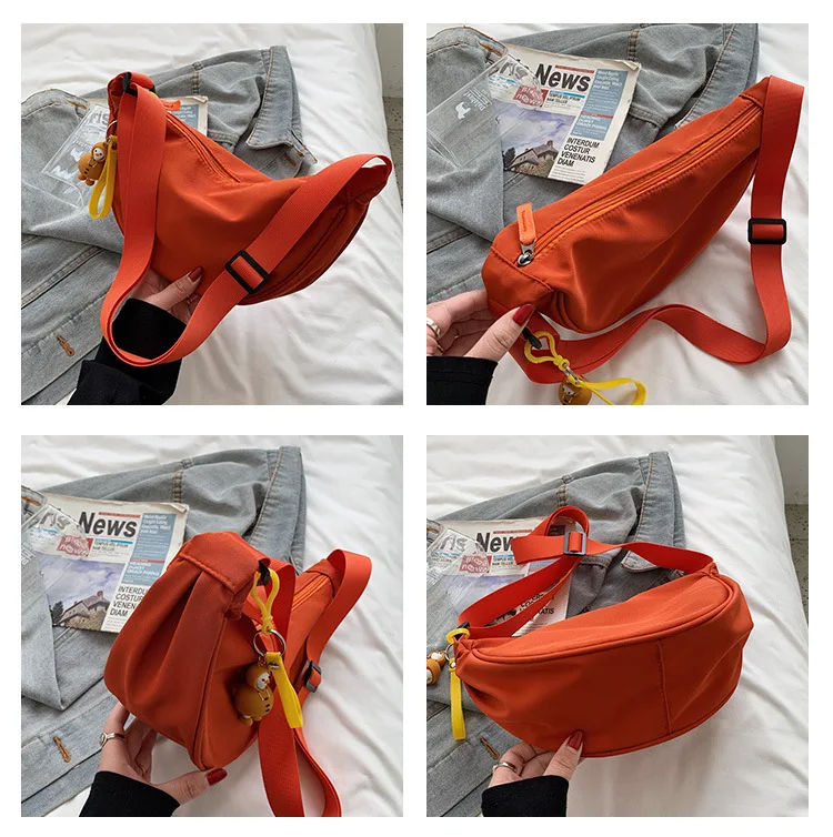 Sac à bandoulière femme en nylon, style dumpling, polyvalent et assorti à toutes les tenues, parfait pour un usage quotidien.