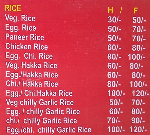 Hot & Tasty Chinese Fast Food menu 