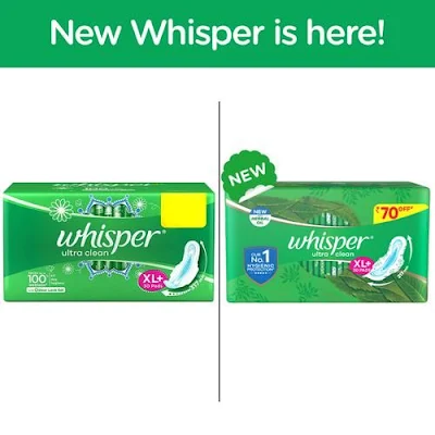 Whisper Sanitary Pads - XL Wings, Clean, Ultra - 30 pc