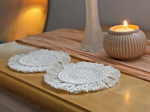 Title 7, Nordic Style Hand-woven Round Coaster, Non-slip...