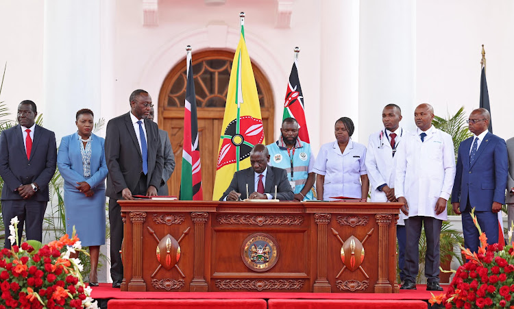 President William Ruto assents the four crucial Bills at State House on October 19, 2023