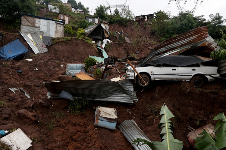 The remains of a pensioner's house washed away by floods at Ekukhanyeni in Pinetown.