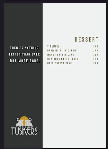Tuskers menu 