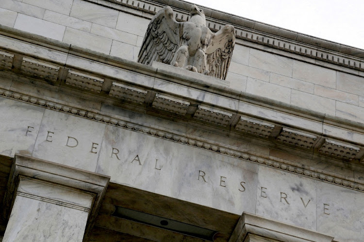 An eagle tops the US Federal Reserve building's facade in Washington. Picture: JOHNATHAN ERNST/REUTERS