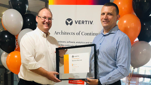 Dirk Cilliers, Partner Manager, South East Africa, Vertiv (left) and Pieter Geere, Product Manager, Rectron at the launch of the partnership. (Photo: Business Wire)