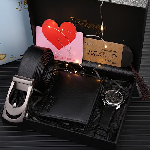 Title 5, Large Dial Quartz Watch, Belt, and Wallet – A s...