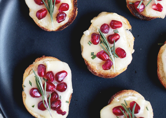 Pomegranate Brie Crostini