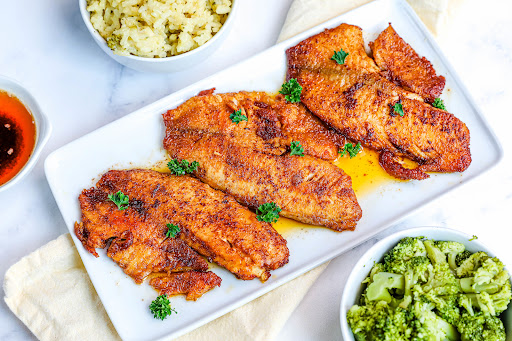 A platter of Tasty Sauteed Tilapia.