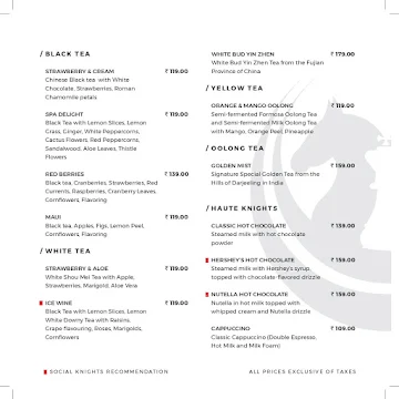 Social Knights menu 