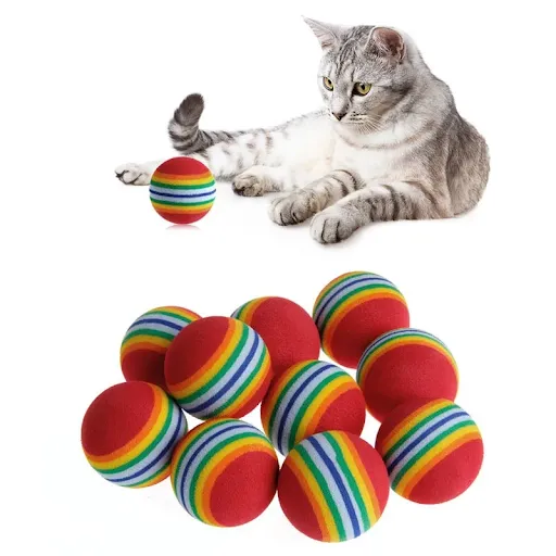 Pet Cat Interactive Toy Ball EVA Throwing Fun Rainbow Ball Chewing Rattle Scratching Foam Ball Dog Supplies Interactive 