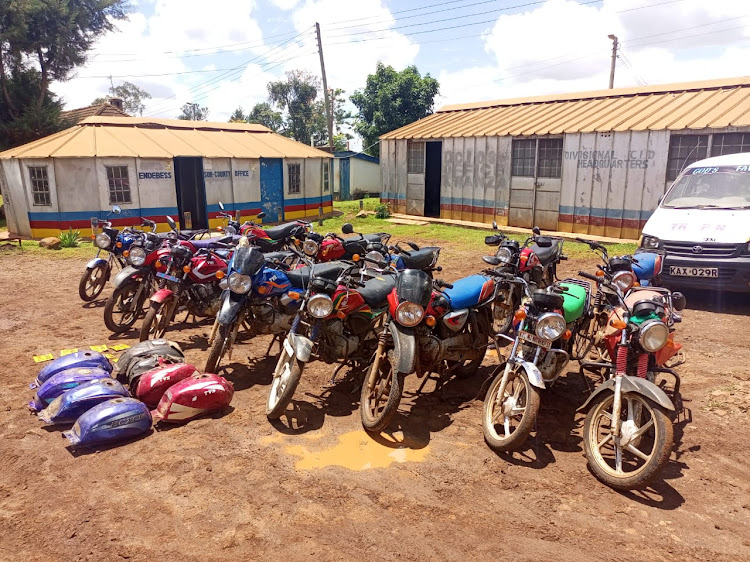 Part of the recovered Motorcycles and other parts at Endebess Police Station.