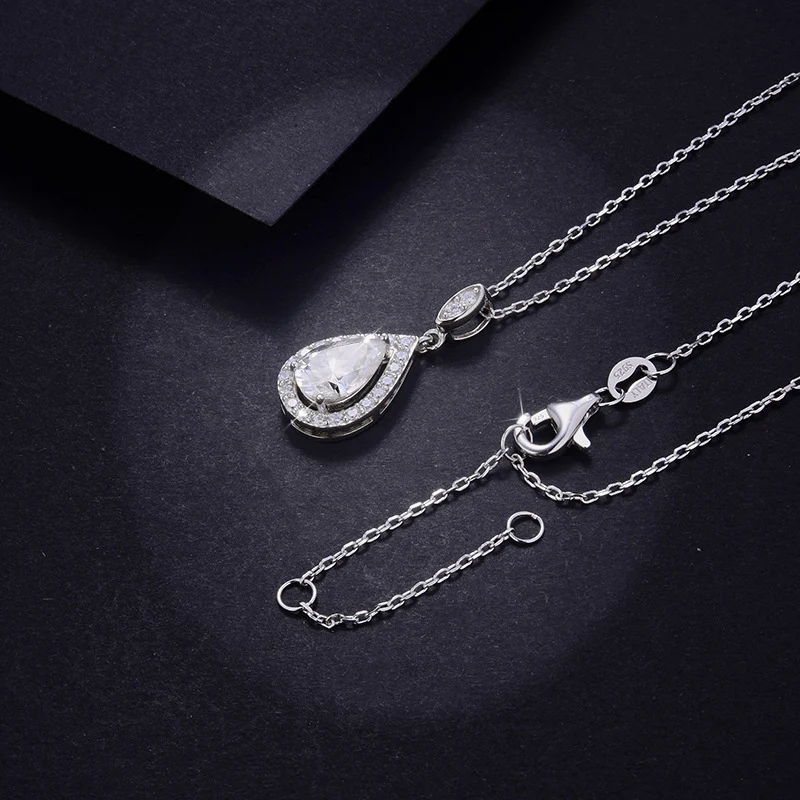 Title 3, Water Drop 15 Karaat Moissaniet ketting, S925 z...