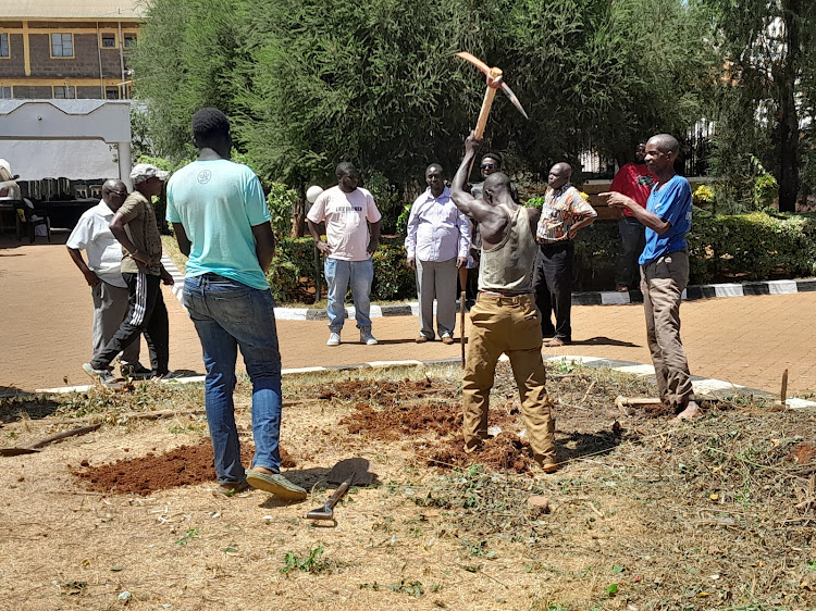 Digging of billionaire Christopher Mbote's grave begins at his prime Juja home on Tuesday.