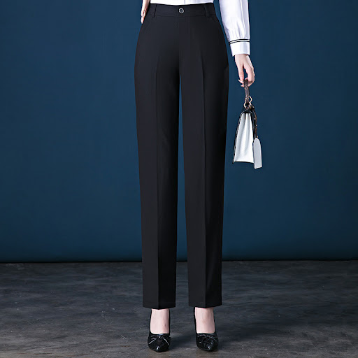Title 7, Womens High-Waist Straight-Leg Casual Suit Tro...