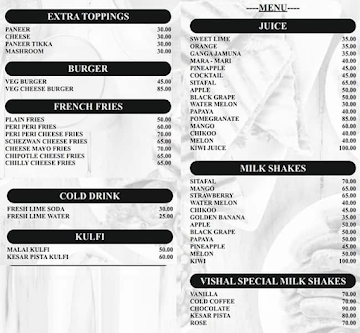 Vishal Snacks Center menu 