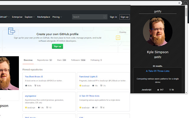 Github Repos chrome extension