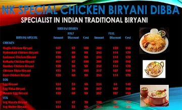 Nk Special Chicken Biryani Dibba menu 