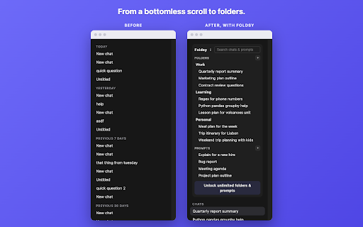 ChatGPT Folders, Prompts & Search for Claude & Gemini - Foldsy screenshot 4