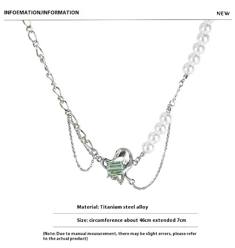 Title 2, Niche Lvzuan Heart-shaped Multi-part Pearl Neck...