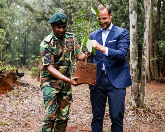 The Norwegian Crown Prince HRH Prince Haakon in Karura with CCF Julius Kamau on Thursday, November 24, 2022.