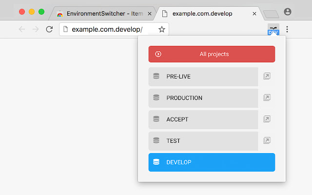 Environment Switcher chrome extension