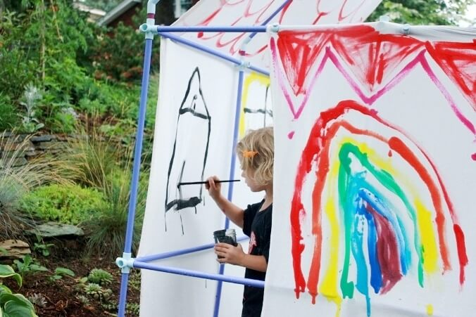 30 Outdoor Arts and Crafts for Kids: paint your own playhouse 