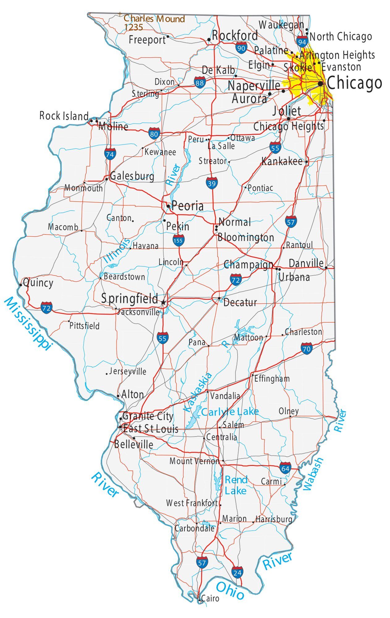 Mapas de Illinois para imprimir