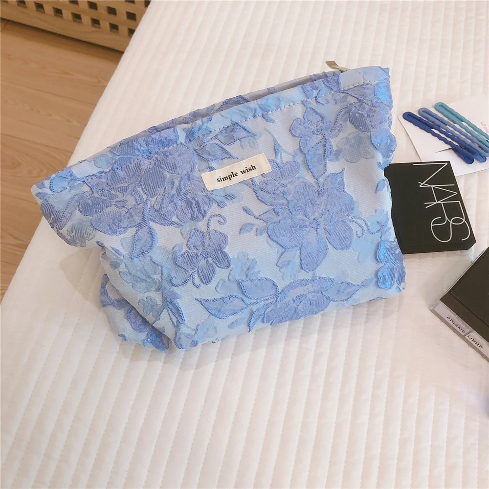 Title 3, Elegant Artistic Large Flower Relief Cosmetic Bag