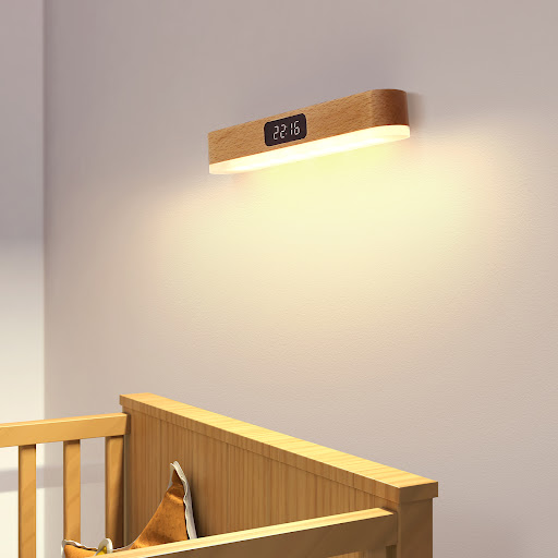 Title 6, Wooden Clock Light Remote Control Solid Wood Ma...
